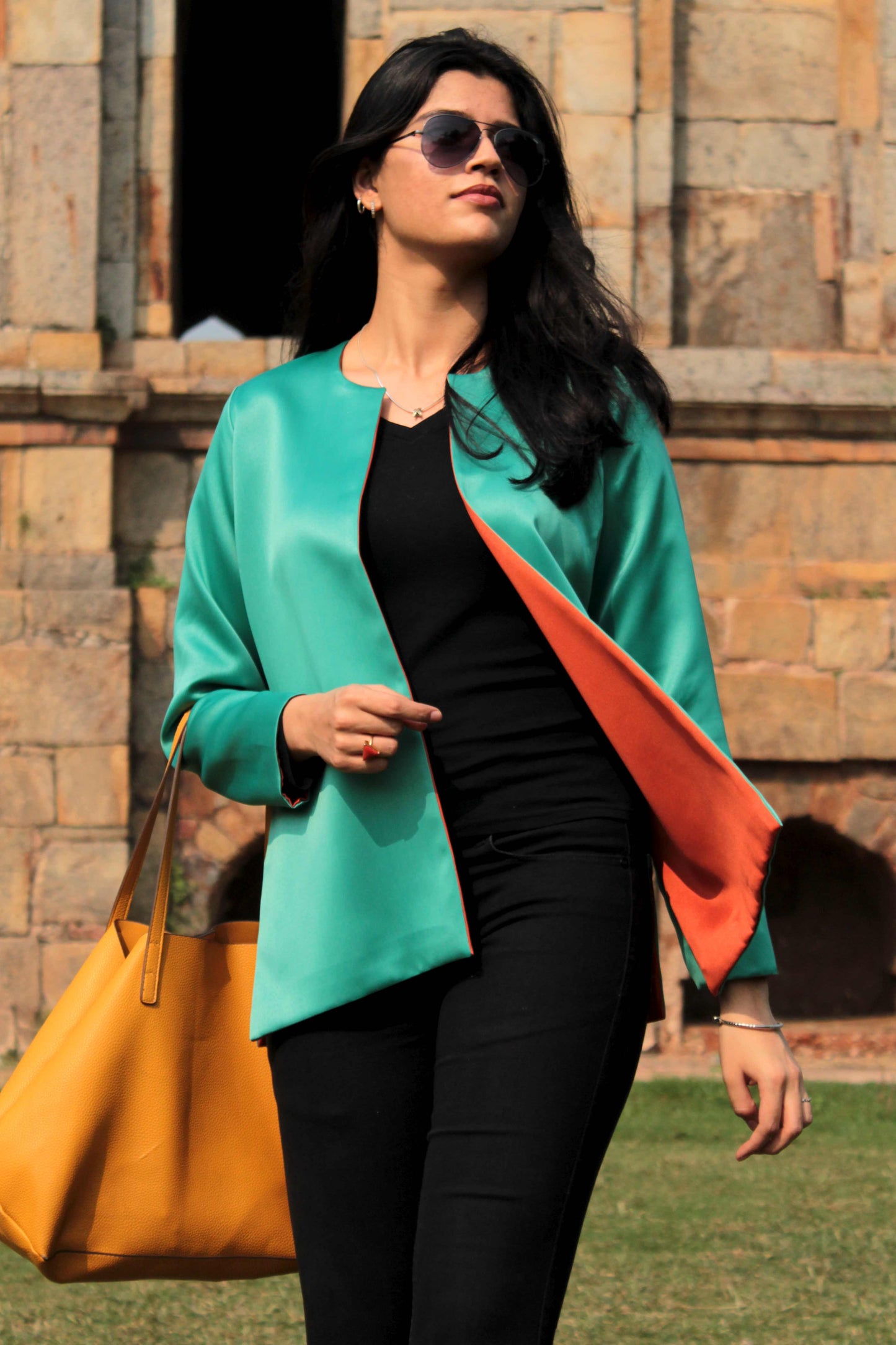HEIDI SATIN SILK REVERSIBLE BOLERO JACKET