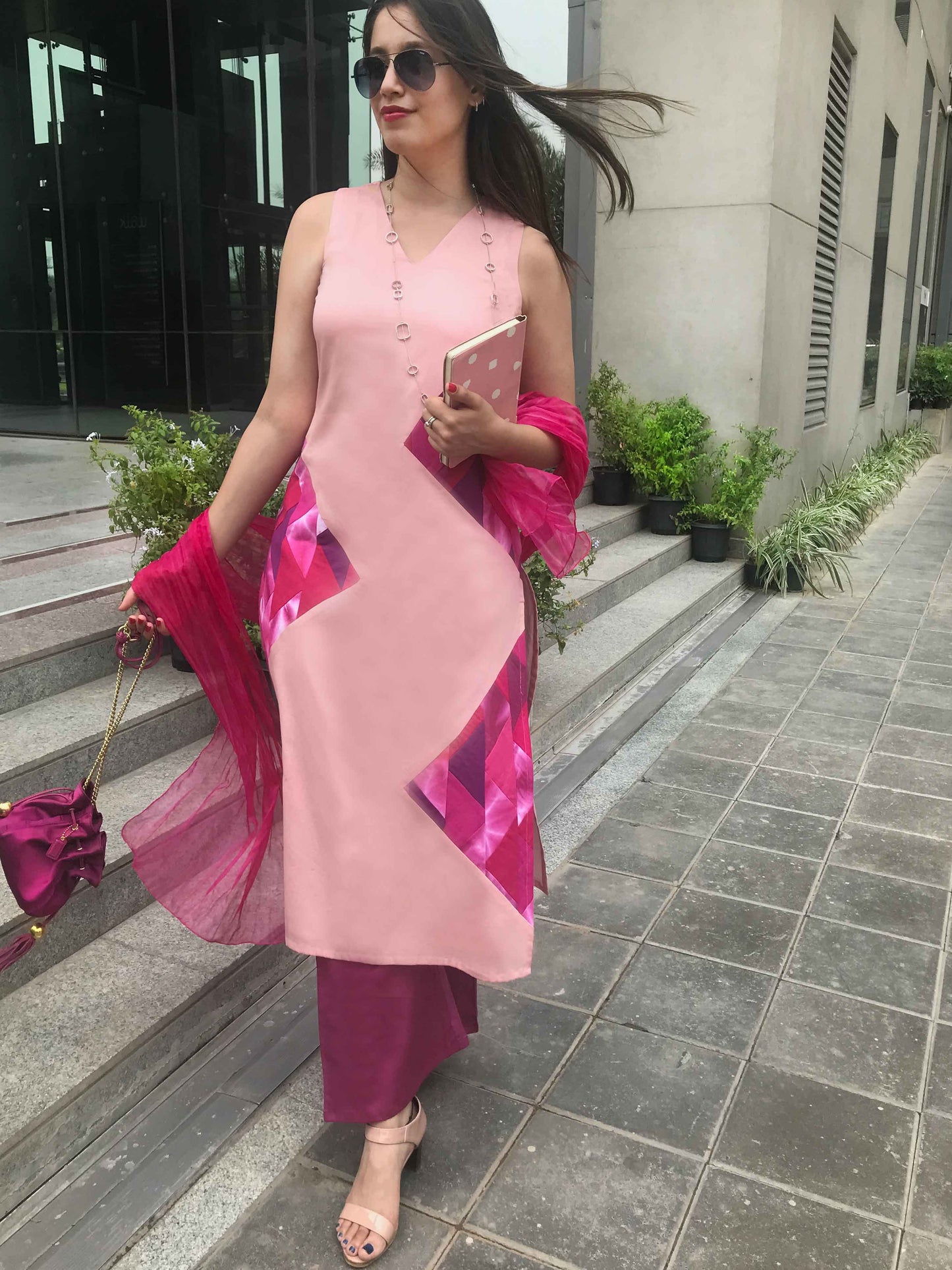ROSE MANHATTAN WALK HANDWOVEN COTTON PATCHWORK KURTI