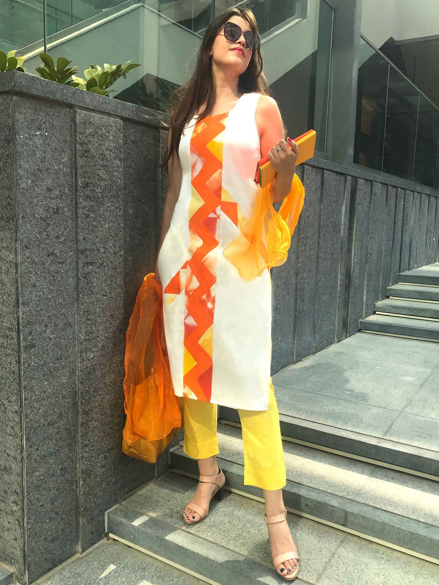 RACHEL MANHATTAN WALK HANDWOVEN COTTON PATCHWORK KURTI