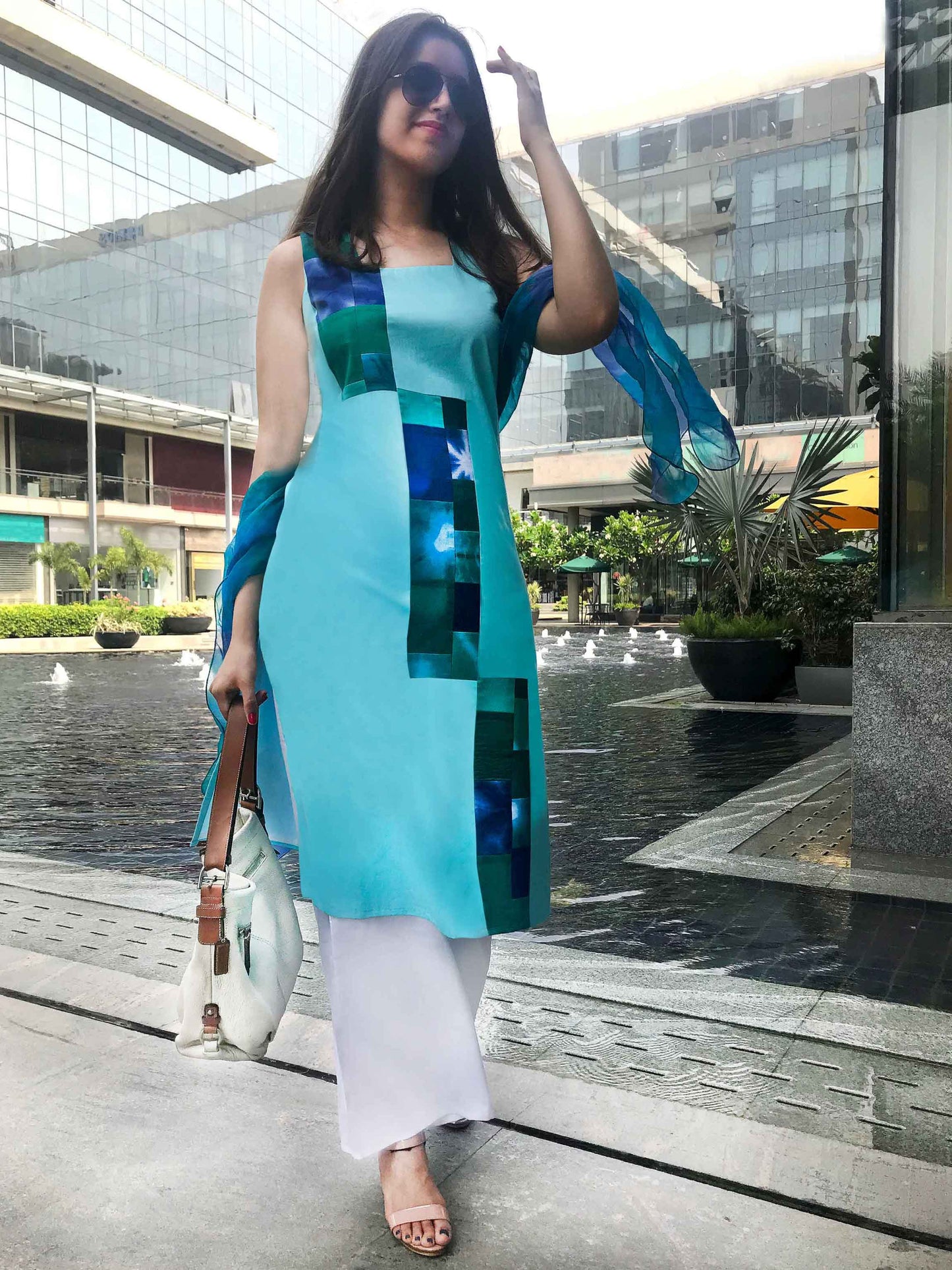 RHEA MANHATTAN WALK HANDWOVEN COTTON PATCHWORK KURTI