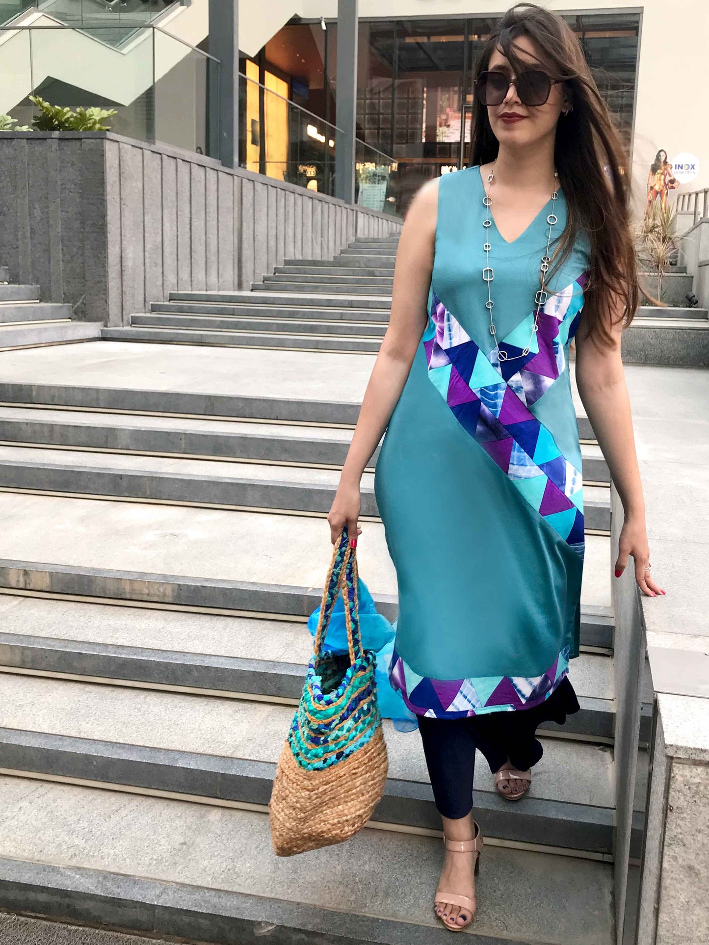 RYLEE MANHATTAN WALK HANDWOVEN COTTON PATCHWORK KURTI