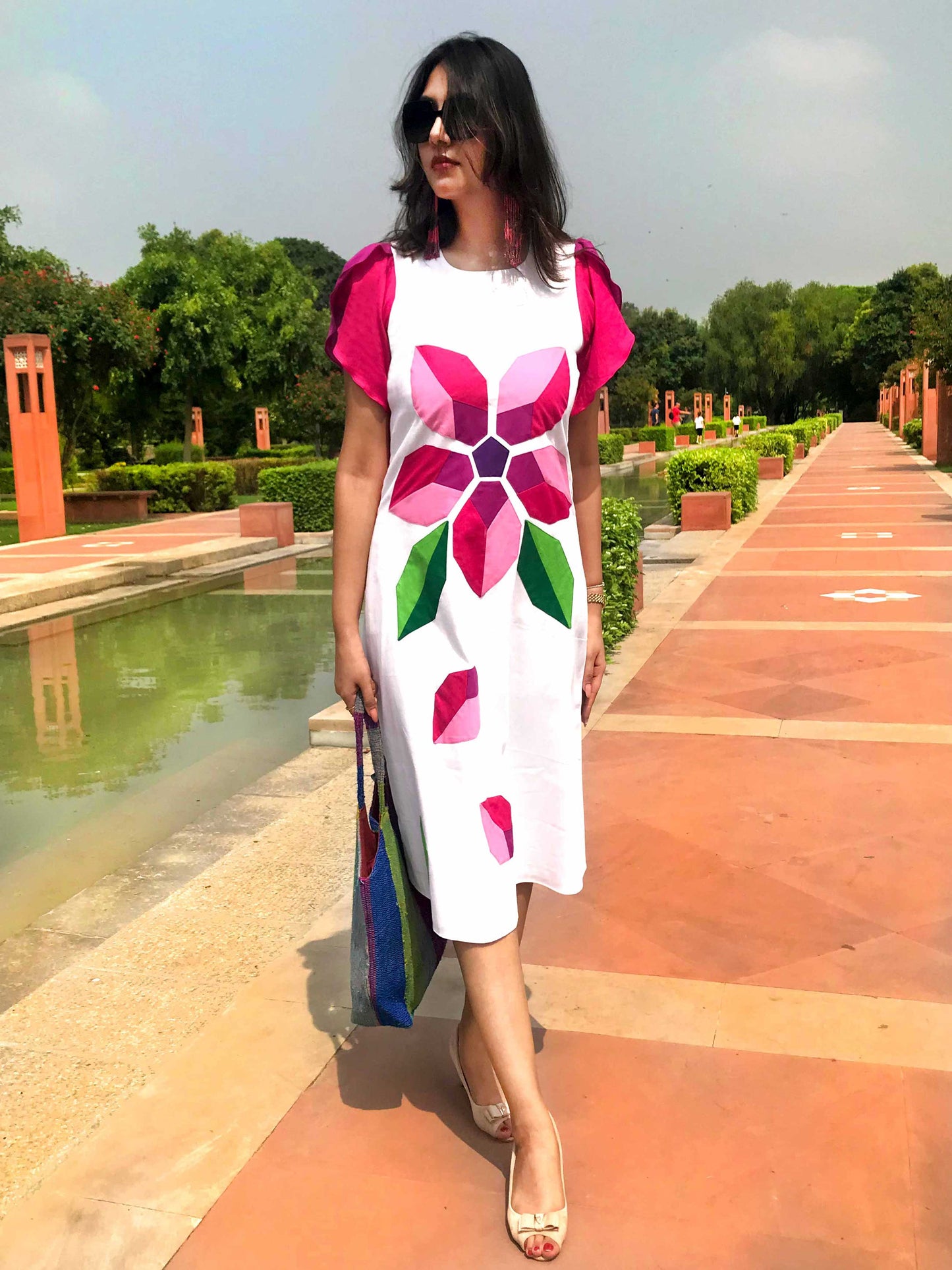 FLORA FESTIVE FLAMBOYANCE HAND WOVEN COTTON DRESS