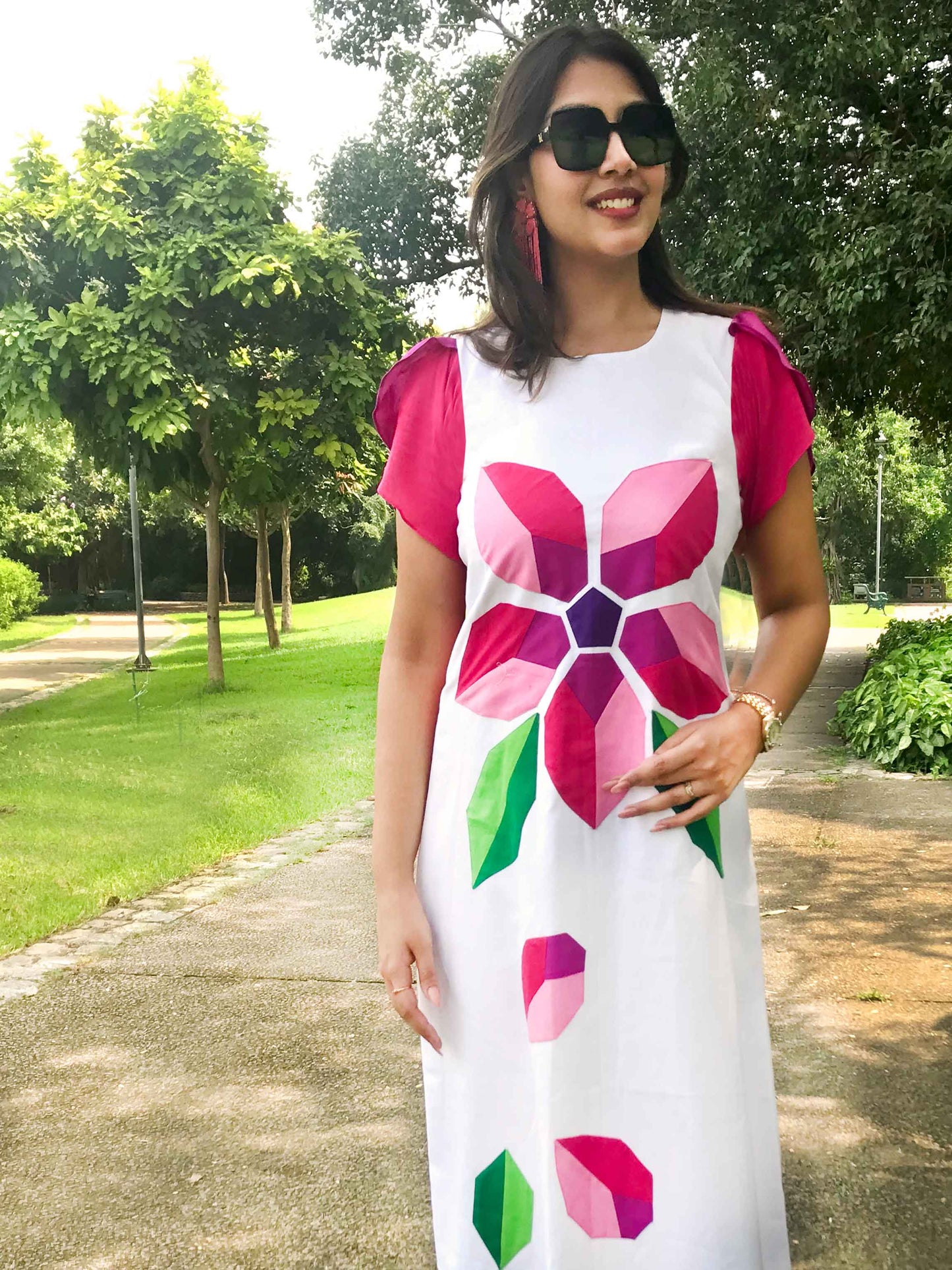 FLORA FESTIVE FLAMBOYANCE HAND WOVEN COTTON DRESS