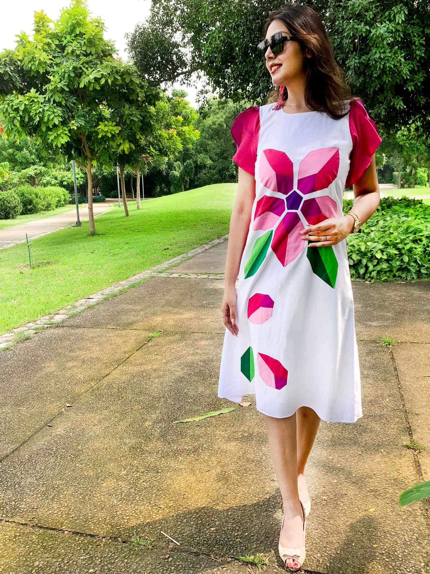 FLORA FESTIVE FLAMBOYANCE HAND WOVEN COTTON DRESS