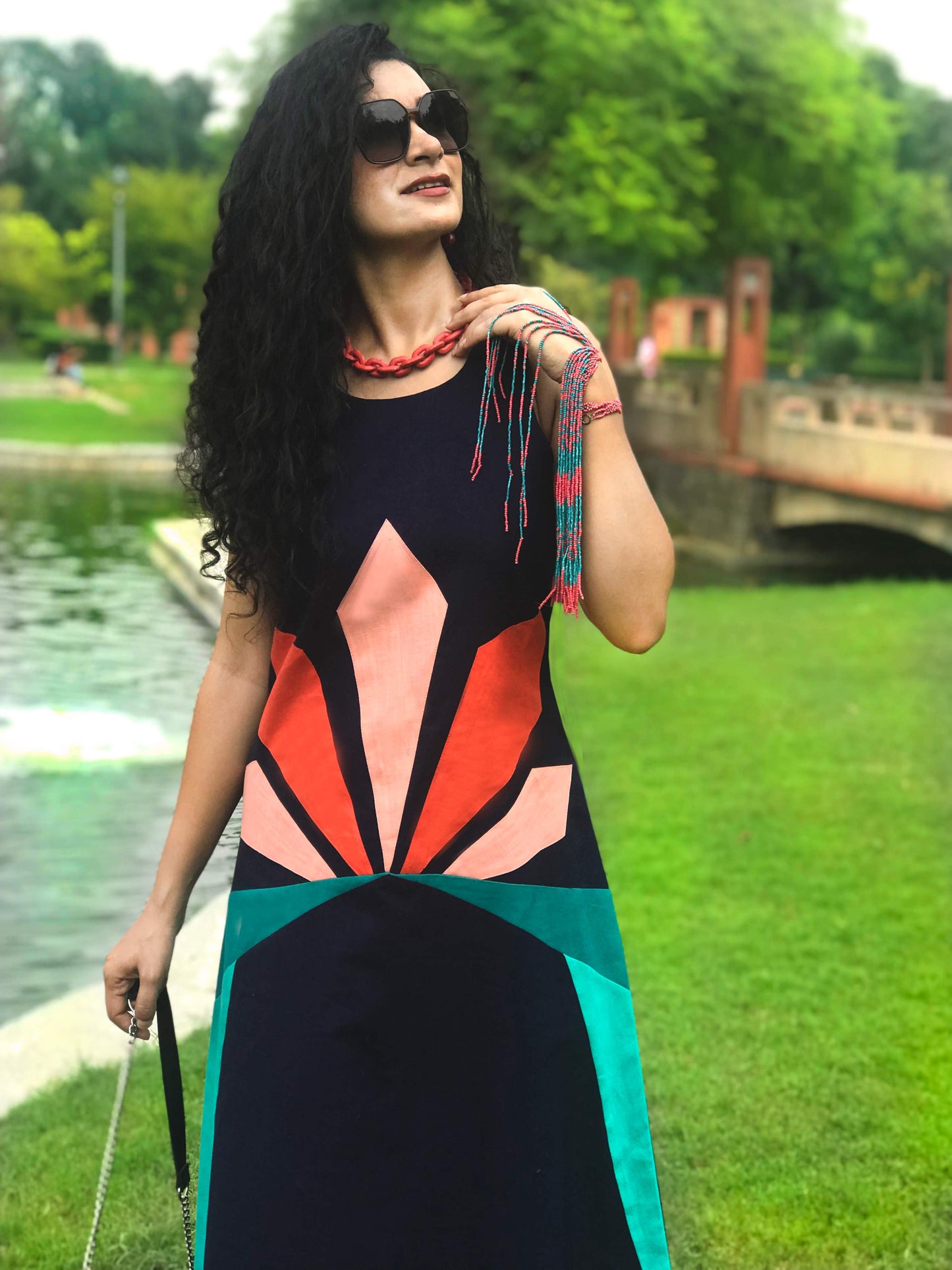 FINLEY FESTIVE FLAMBOYANCE HAND WOVEN COTTON DRESS