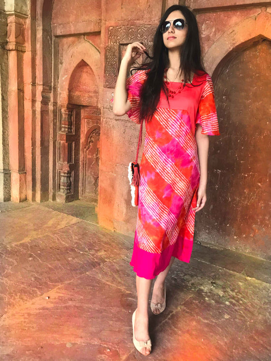 SYLVIA SANTORINI STRIPES SILK KOTA DORIA DRESS