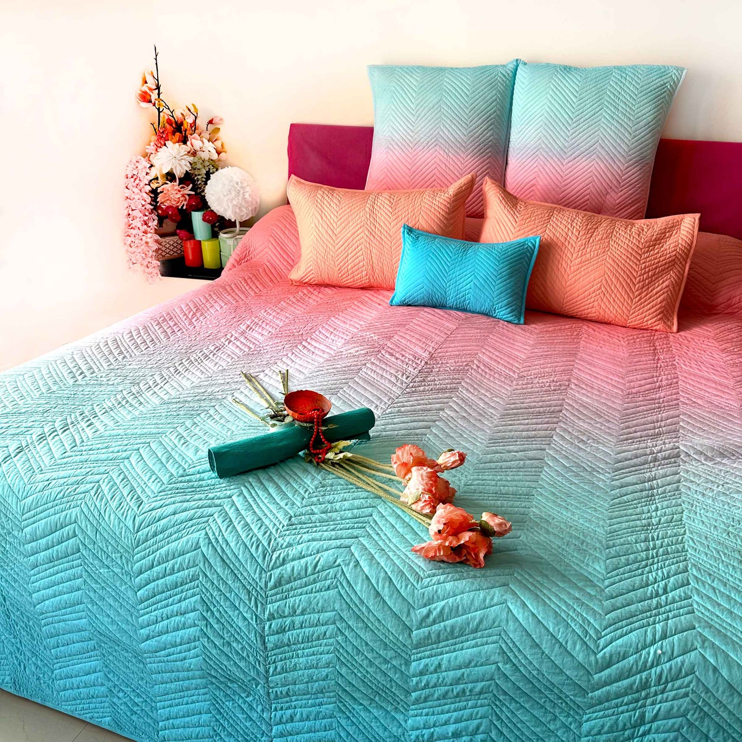 STANLEY NORTHERN LIGHTS OMBRE QUILTED BEDCOVER SET