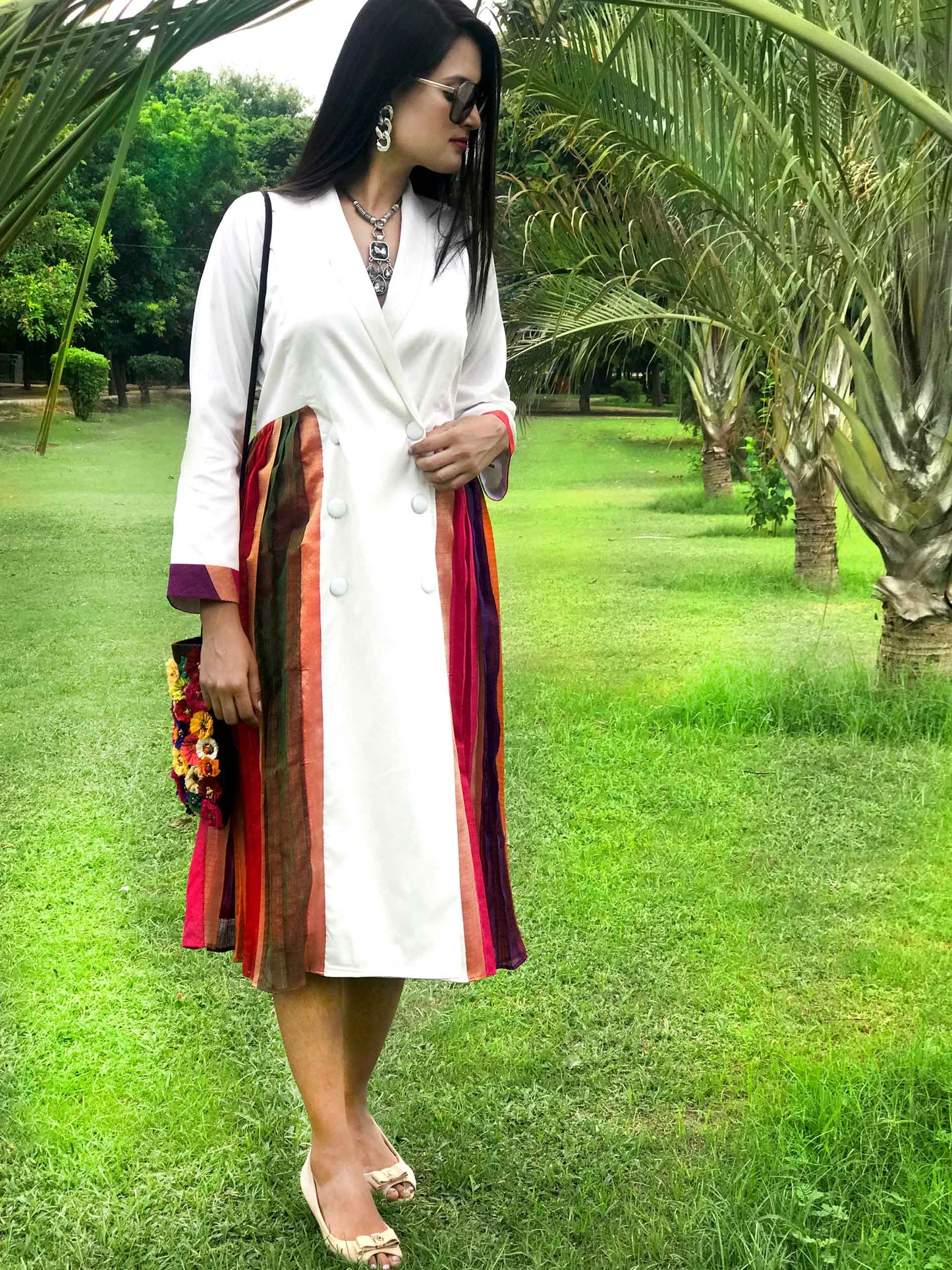 FIONA FESTIVE FLAMBOYANCE SILK KOTA DORIA DRESS