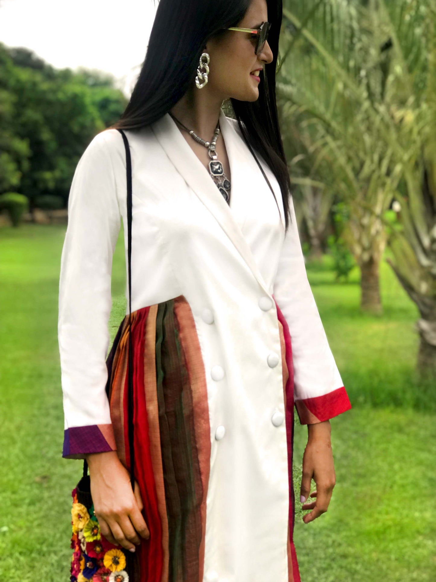 FIONA FESTIVE FLAMBOYANCE SILK KOTA DORIA DRESS