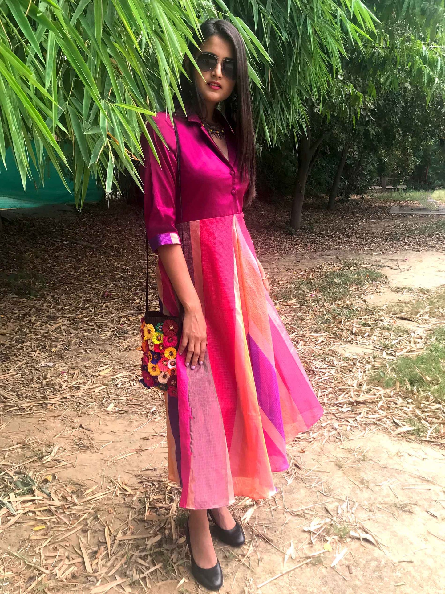 FRANCIA FESTIVE FLAMBOYANCE SILK KOTA DORIA DRESS