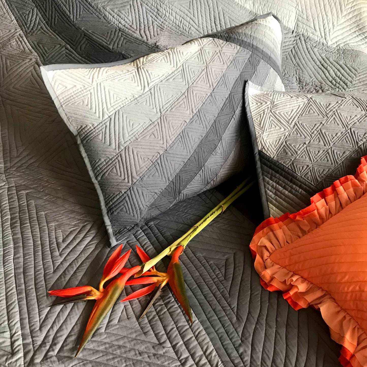 KIMBERLEY COPENHAGEN MELANGE PATCHWORK QUILTED BEDCOVER SET