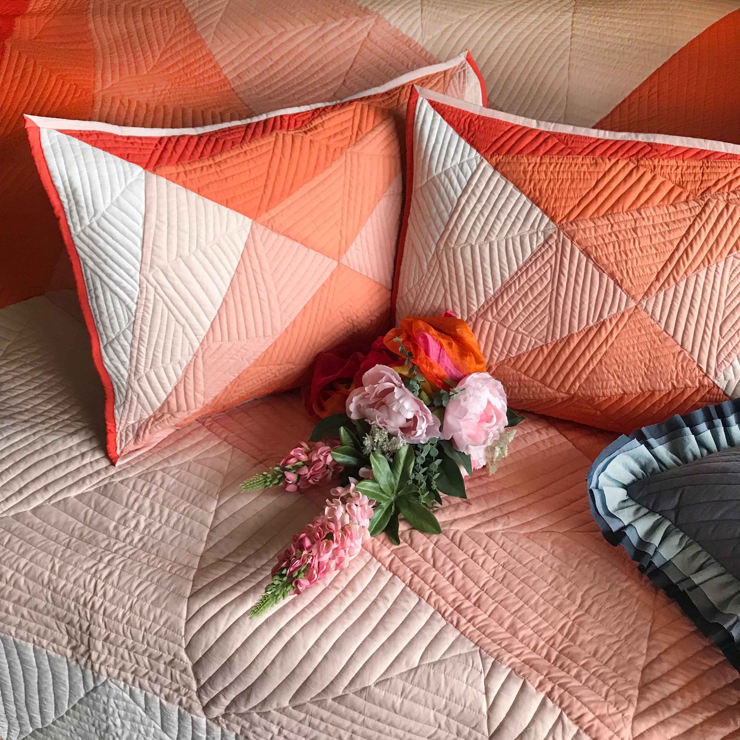 KEIRA COPENHAGEN MELANGE PATCHWORK QUILTED BEDCOVER SET