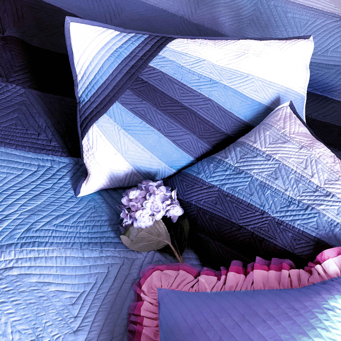 KELLY COPENHAGEN MELANGE PATCHWORK QUILTED BEDCOVER SET