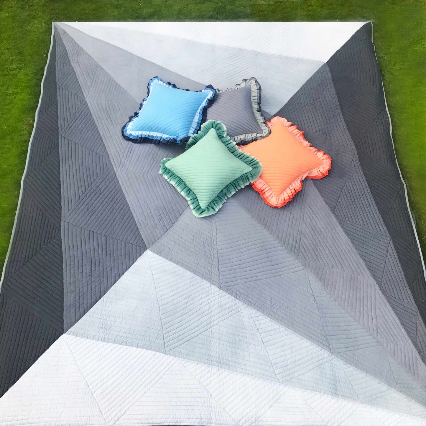 KAREN COPENHAGEN MELANGE PATCHWORK QUILTED BEDCOVER SET