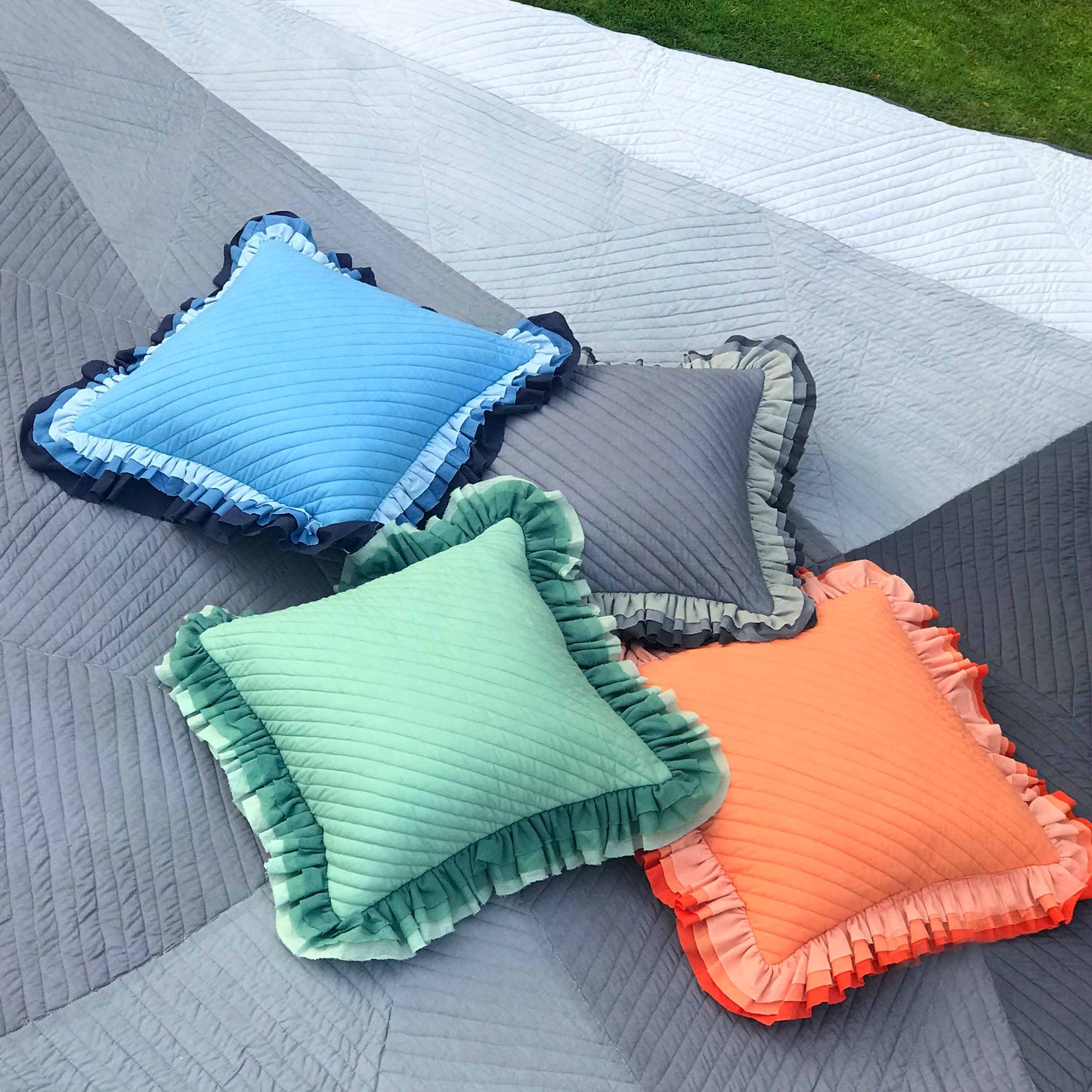 KAREN COPENHAGEN MELANGE PATCHWORK QUILTED BEDCOVER SET