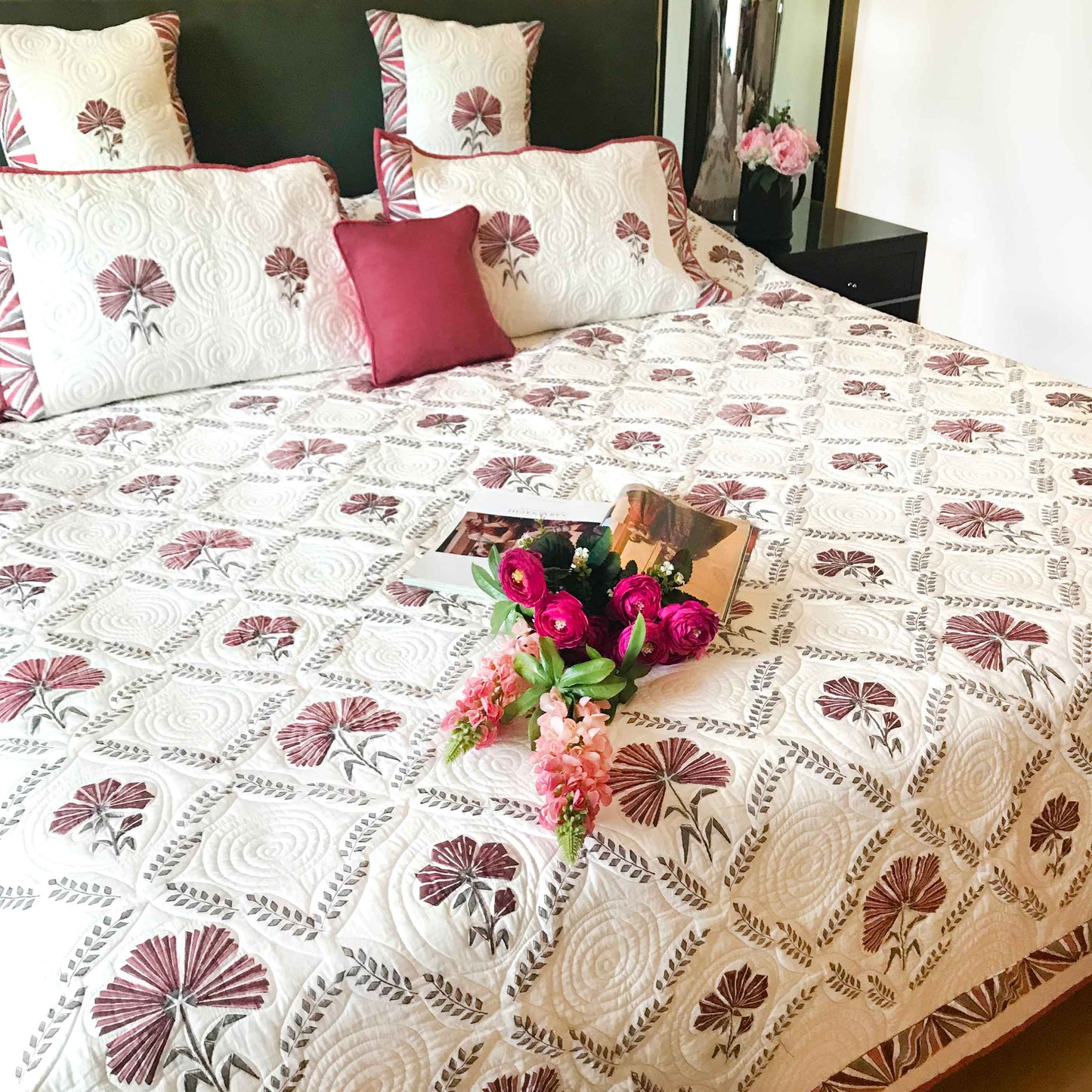 PALOMA PARISIAN PANACHE VINEYARD RED 6 PIECE QUILTED BEDCOVER SET