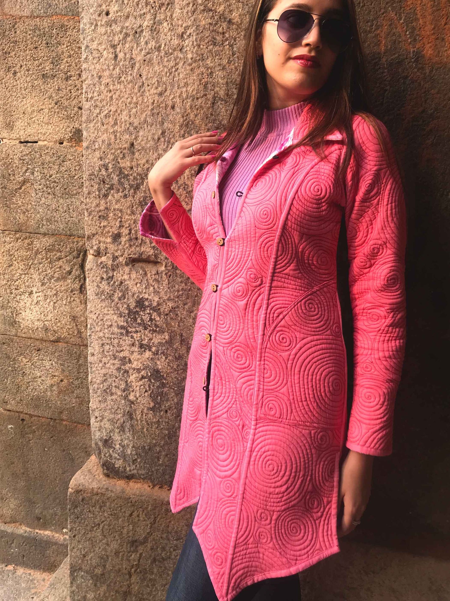 HEATHER KYOTO SHIBORI QUILTED LONG JACKET
