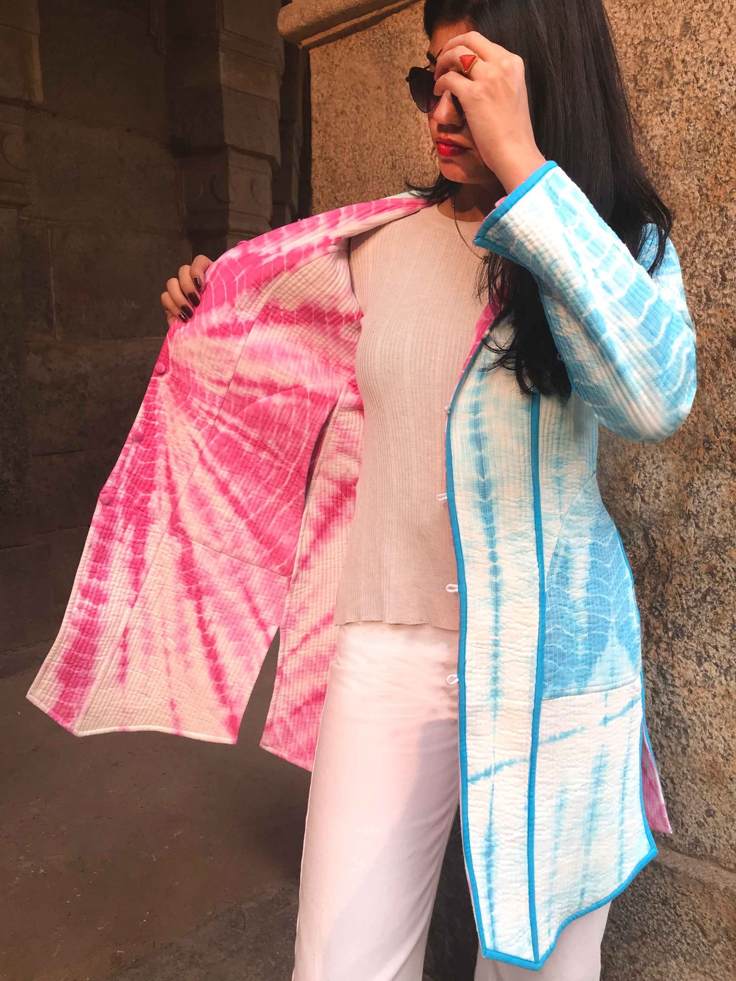 HILDA KYOTO SHIBORI QUILTED LONG JACKET