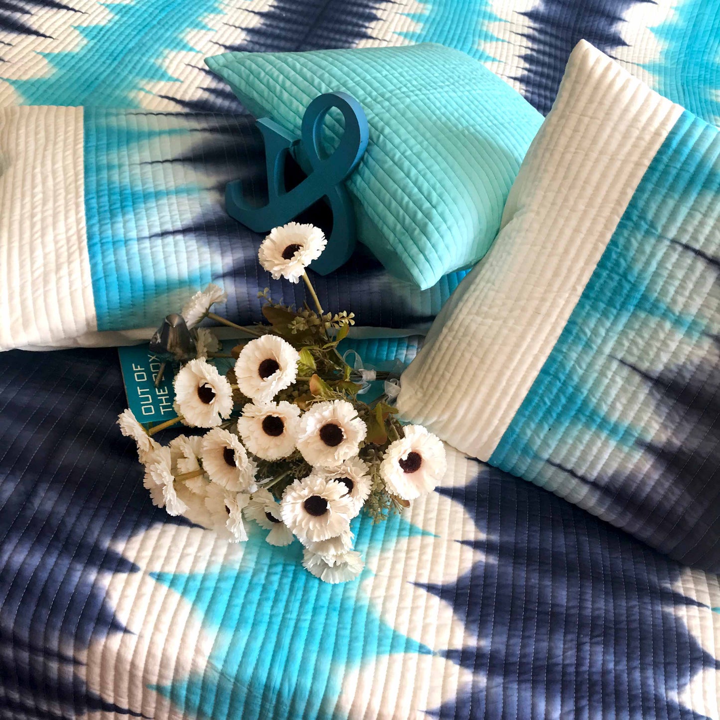 VALENCIA LOVE ALWAYS SHIBORI SHABANG QUILTED BEDCOVER SET