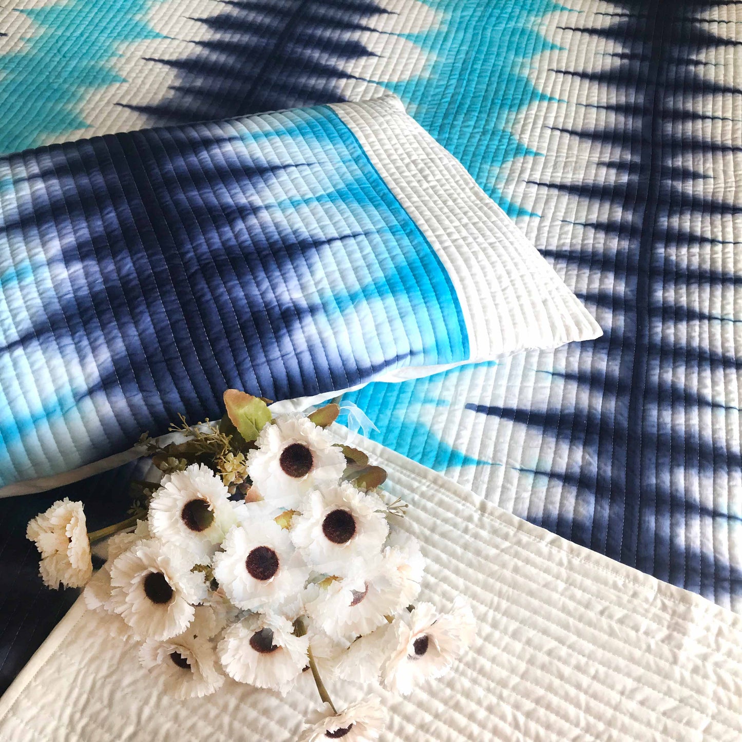 VALENCIA LOVE ALWAYS SHIBORI SHABANG QUILTED BEDCOVER SET