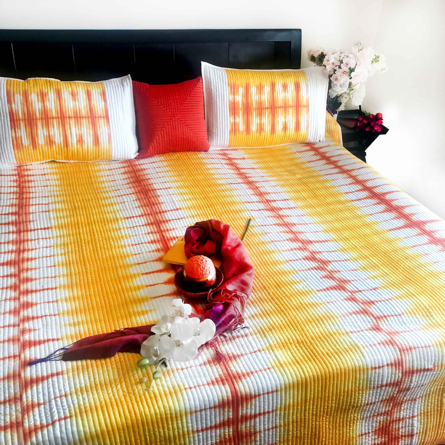 VALENTINA LOVE ALWAYS SHIBORI SHABANG QUILTED BEDCOVER SET
