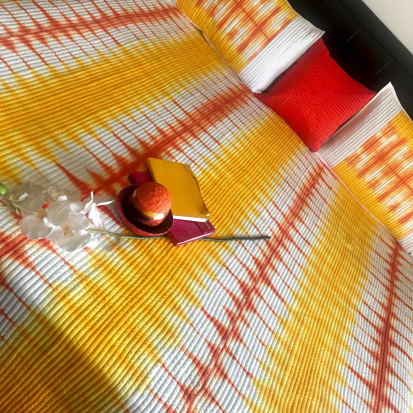 VALENTINA LOVE ALWAYS SHIBORI SHABANG QUILTED BEDCOVER SET