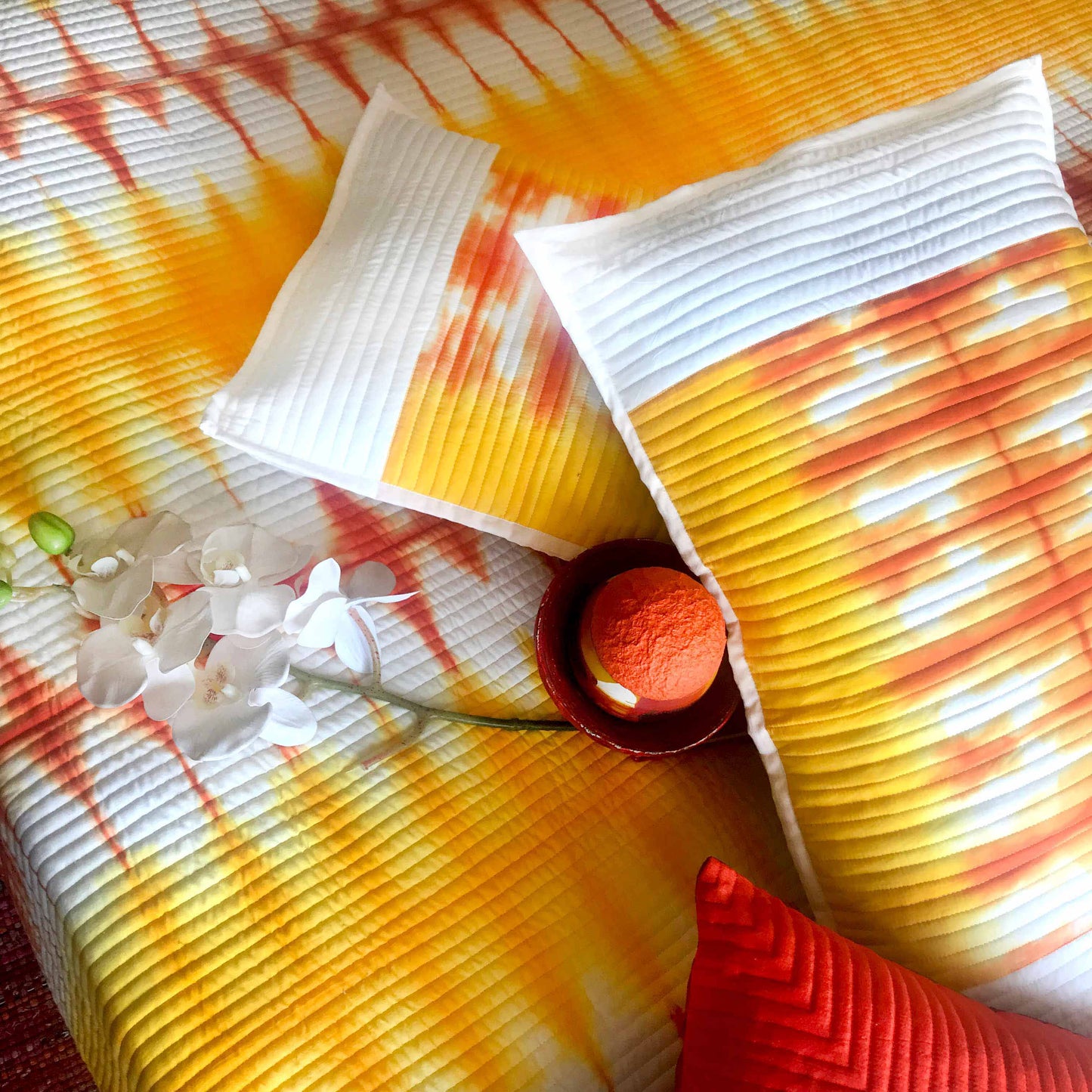 VALENTINA LOVE ALWAYS SHIBORI SHABANG QUILTED BEDCOVER SET