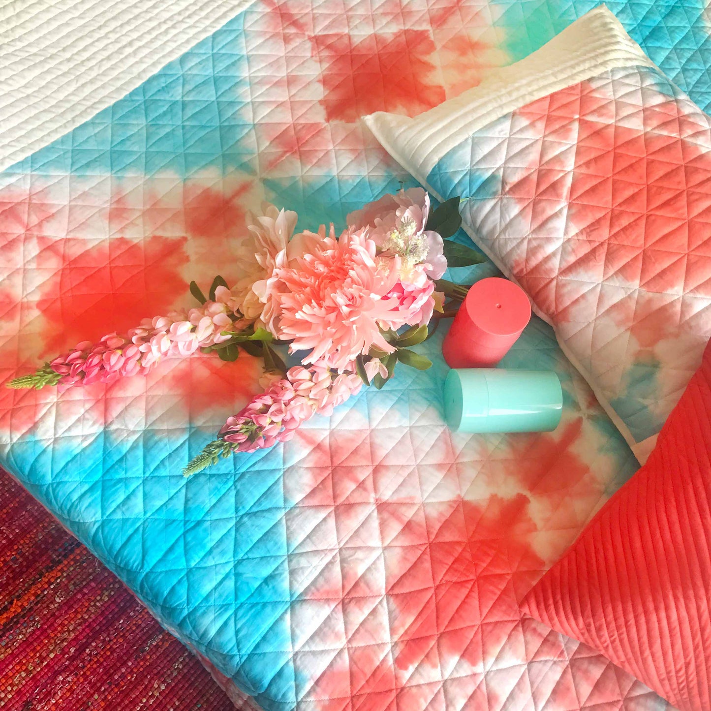 VERNA LOVE ALWAYS SHIBORI SHABANG QUILTED BEDCOVER SET