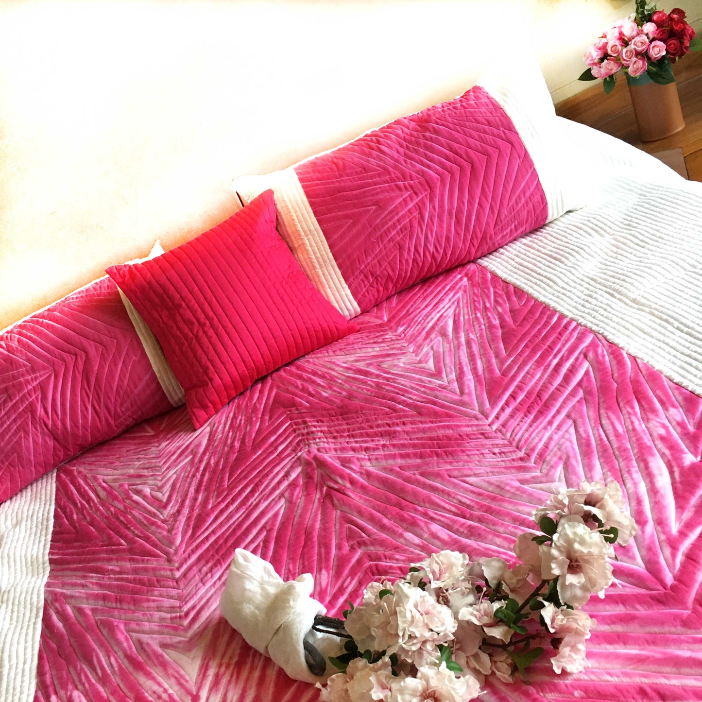 VIERA LOVE ALWAYS SHIBORI SHABANG QUILTED BEDCOVER SET