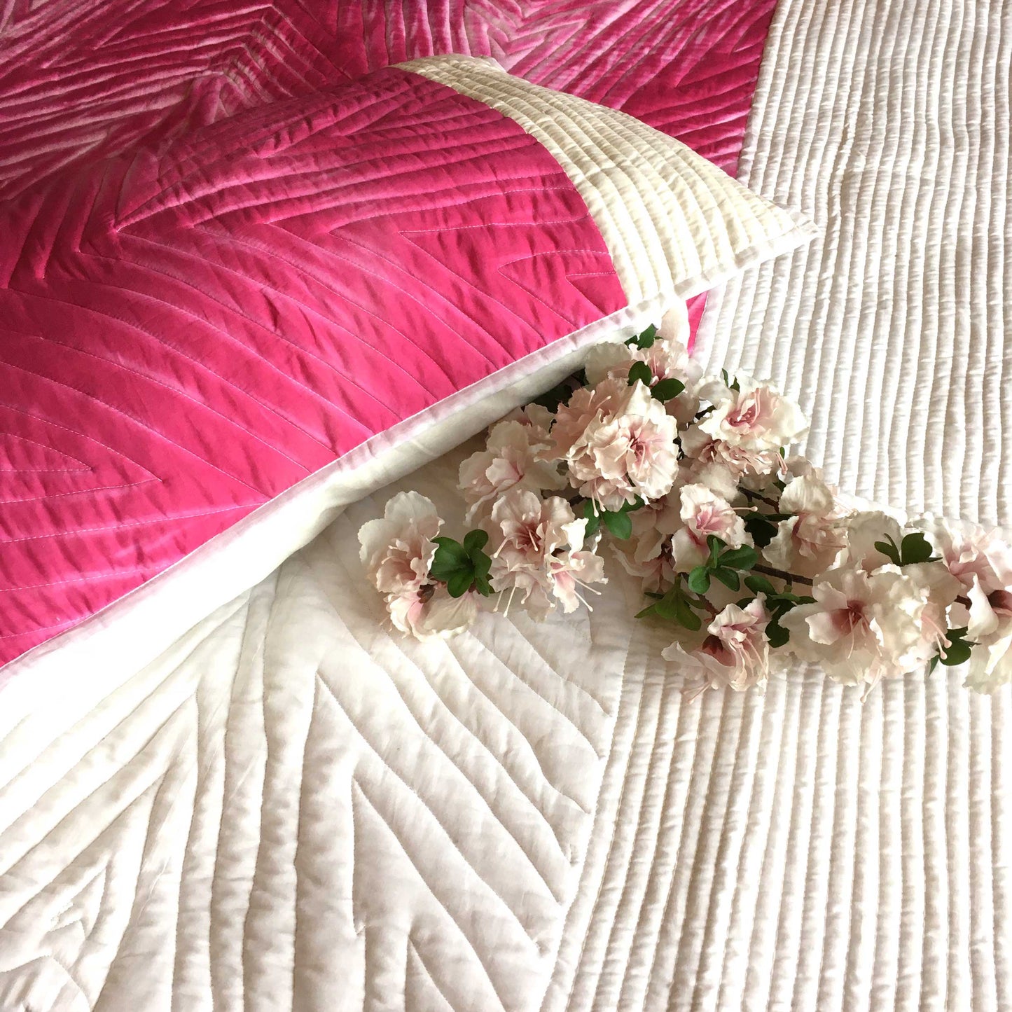 VIERA LOVE ALWAYS SHIBORI SHABANG QUILTED BEDCOVER SET