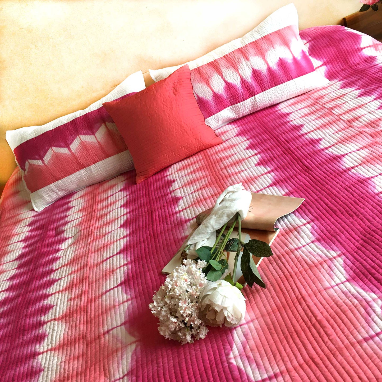 VERONICA LOVE ALWAYS SHIBORI SHABANG QUILTED BEDCOVER SET