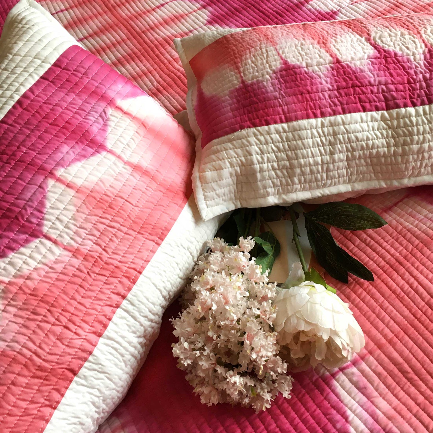 VERONICA LOVE ALWAYS SHIBORI SHABANG QUILTED BEDCOVER SET