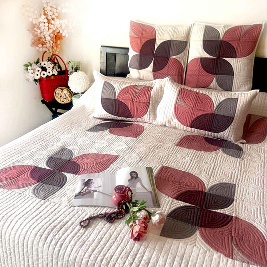 DEBORAH TULIPS OF KASHMIR PATCHWORK QUILTED BEDCOVER SET