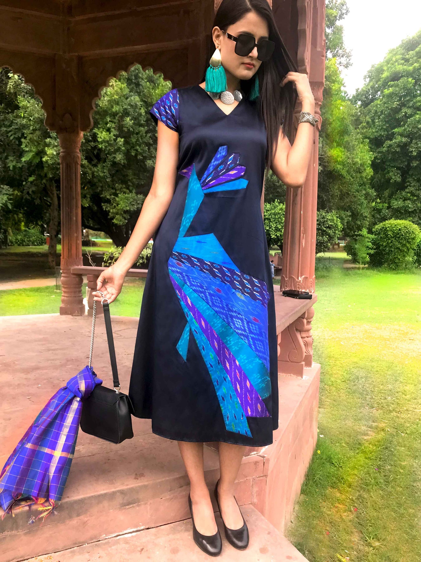 FARAH FESTIVE FLAMBOYANCE PATOLA SILK PATCHWORK DRESS