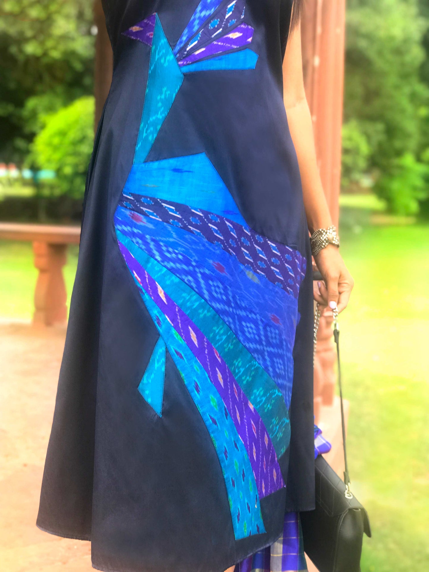 FARAH FESTIVE FLAMBOYANCE PATOLA SILK PATCHWORK DRESS