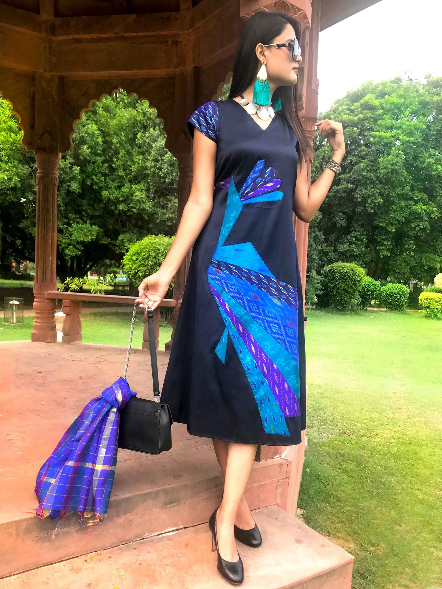 FARAH FESTIVE FLAMBOYANCE PATOLA SILK PATCHWORK DRESS