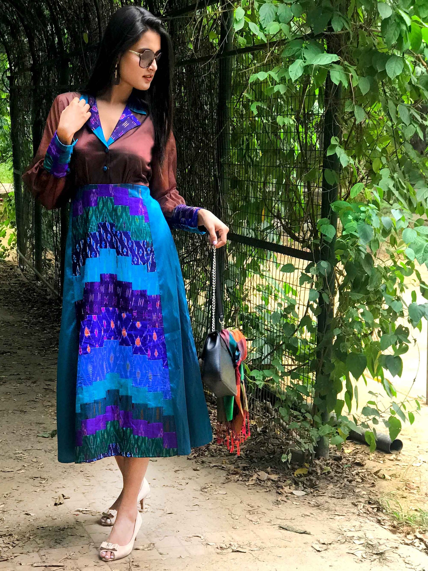 FILOMENA FESTIVE FLAMBOYANCE PATOLA SILK PATCHWORK DRESS
