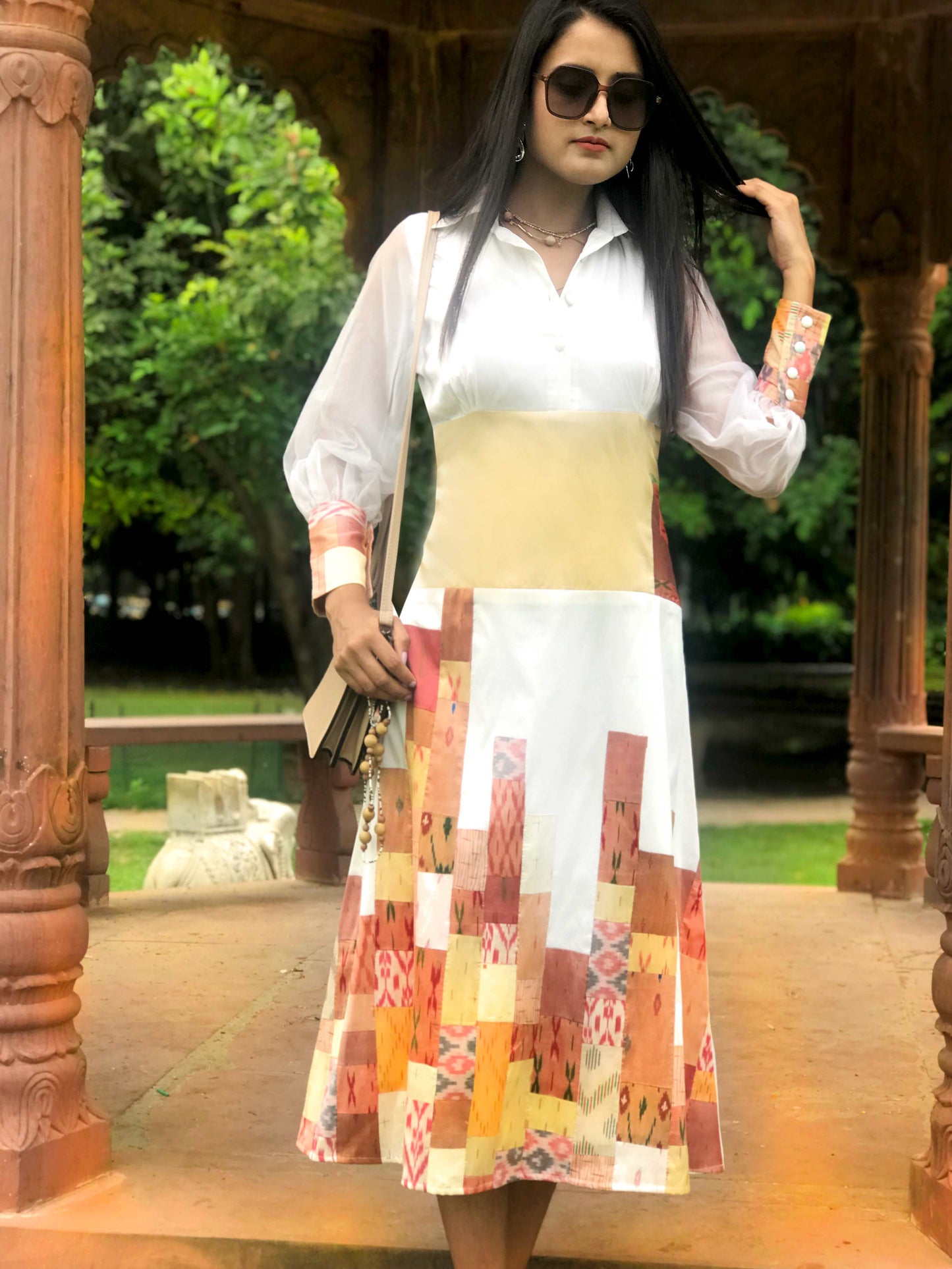 FLORENZ FESTIVE FLAMBOYANCE PATOLA SILK PATCHWORK DRESS