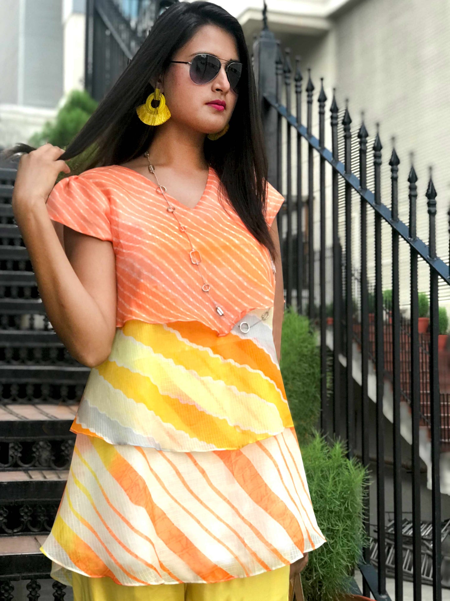 SHARYN SANTORINI STRIPES SILK KOTA DORIA TUNIC