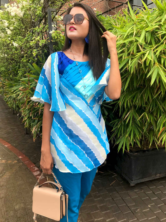 SAWYER SANTORINI STRIPES SILK KOTA DORIA TUNIC