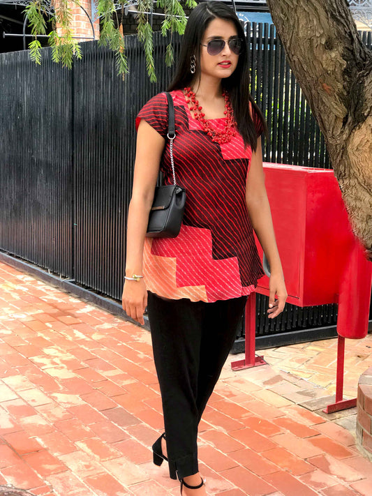 SCOTIA SANTORINI STRIPES SILK KOTA DORIA TUNIC