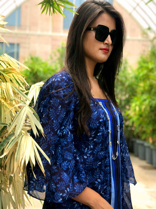 SHELBY SANTORINI STRIPES SILK KOTA DORIA TUNIC