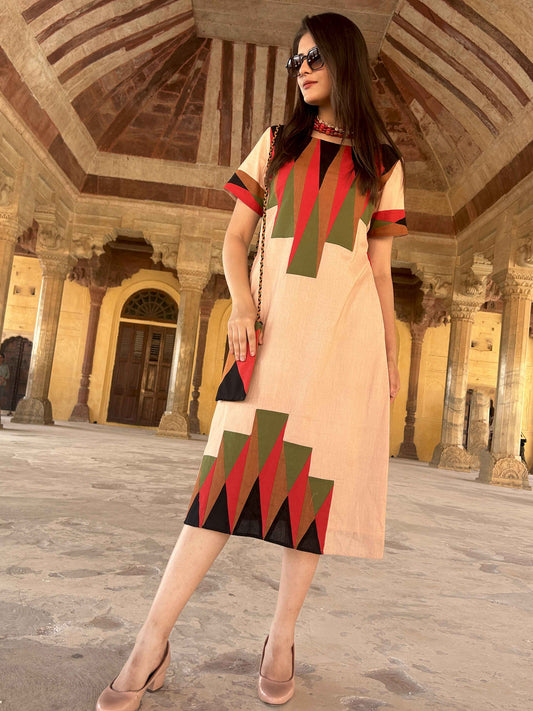MIKENNA MASAI MARA HAND WOVEN COTTON PATCHWORK DRESS