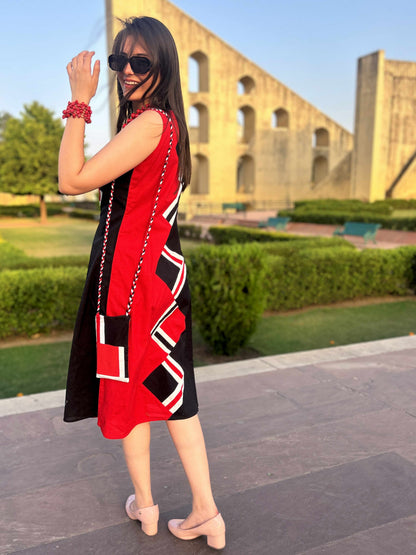 MIREMBE MASAI MARA HAND WOVEN COTTON PATCHWORK DRESS