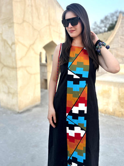 MASHAKA MASAI MARA HAND WOVEN COTTON PATCHWORK DRESS