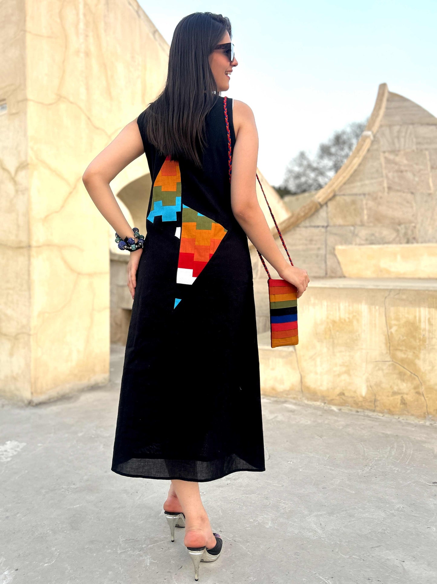 MASHAKA MASAI MARA HAND WOVEN COTTON PATCHWORK DRESS