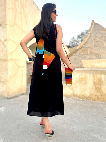 MASHAKA MASAI MARA HAND WOVEN COTTON PATCHWORK DRESS