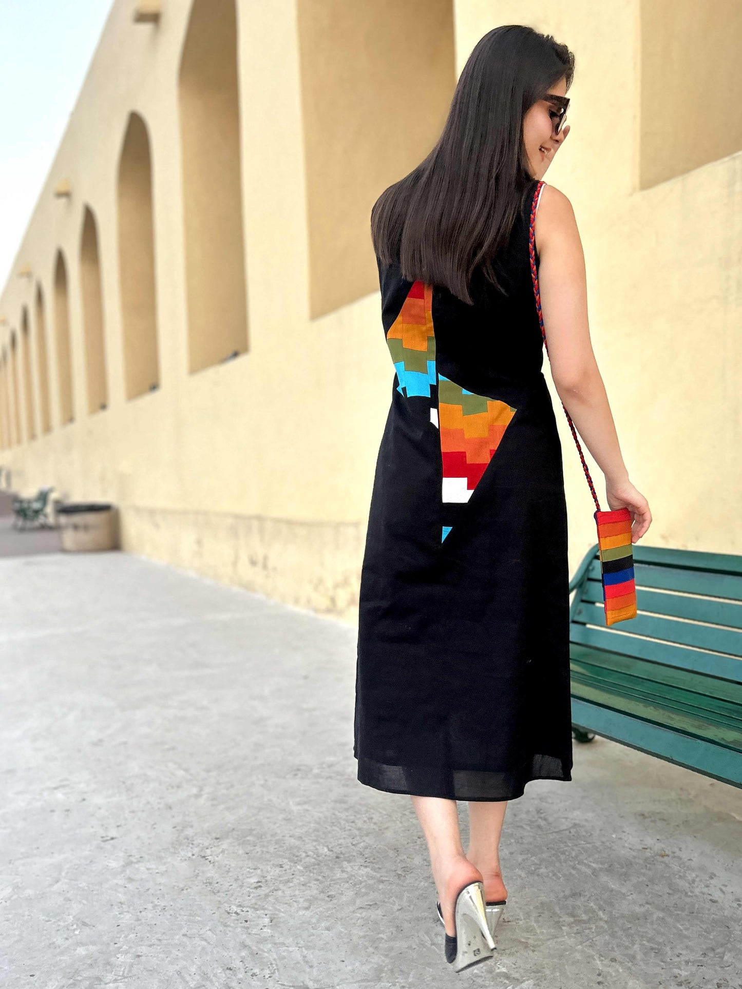 MASHAKA MASAI MARA HAND WOVEN COTTON PATCHWORK DRESS