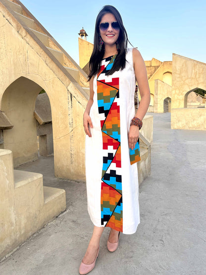 MANDISA MASAI MARA HAND WOVEN COTTON PATCHWORK DRESS