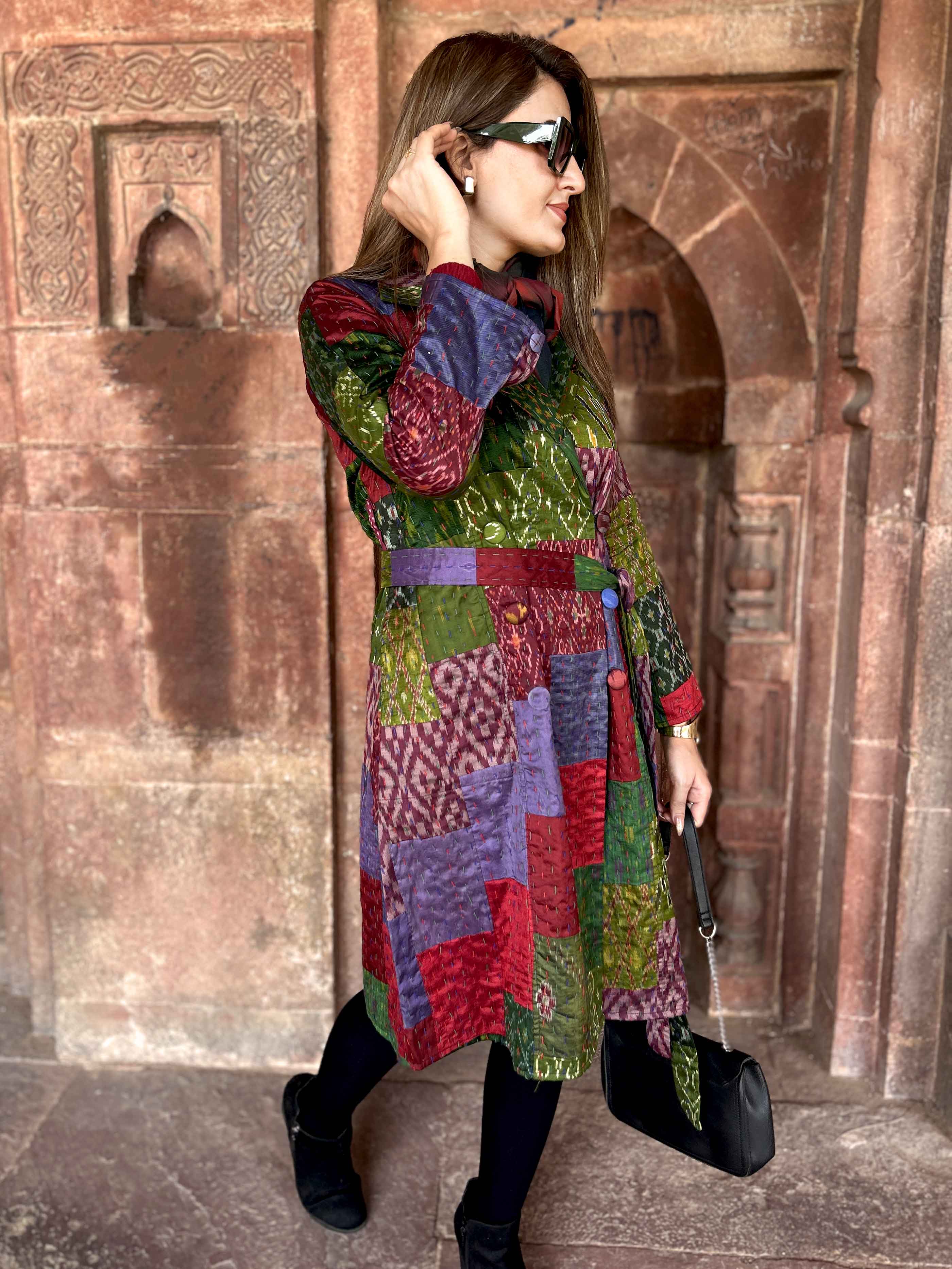 Alice Vermont Autumn Pinot Noir Patola Silk Patchwork Kantha